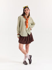 Green Gingham Cropped Shirt